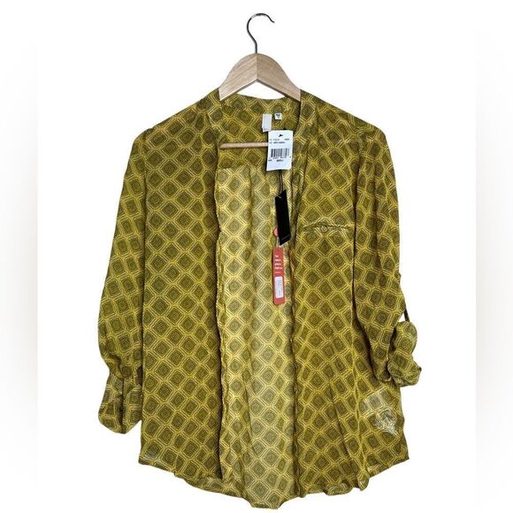 NWT cut from the kloth jasmine button down sunflower vinchy diamond size S - Picture 1 of 7